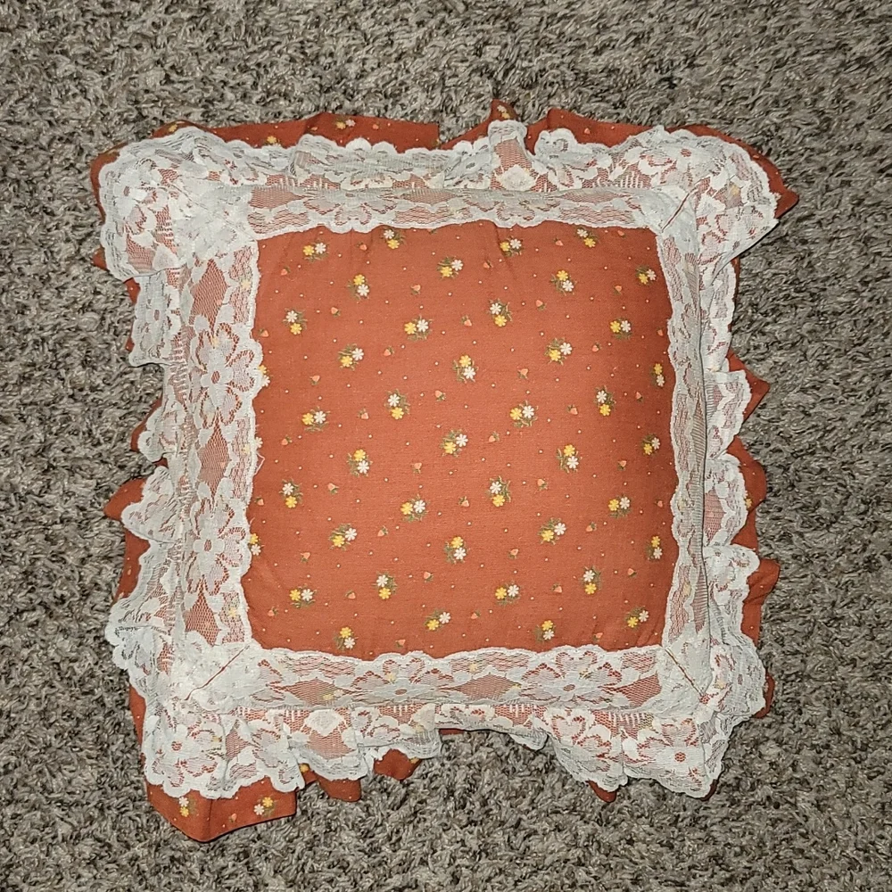 Shabby chic pillow lace hand made floral
